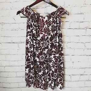 LOFT Flutter Sleeve Top Burgundy Floral | XL